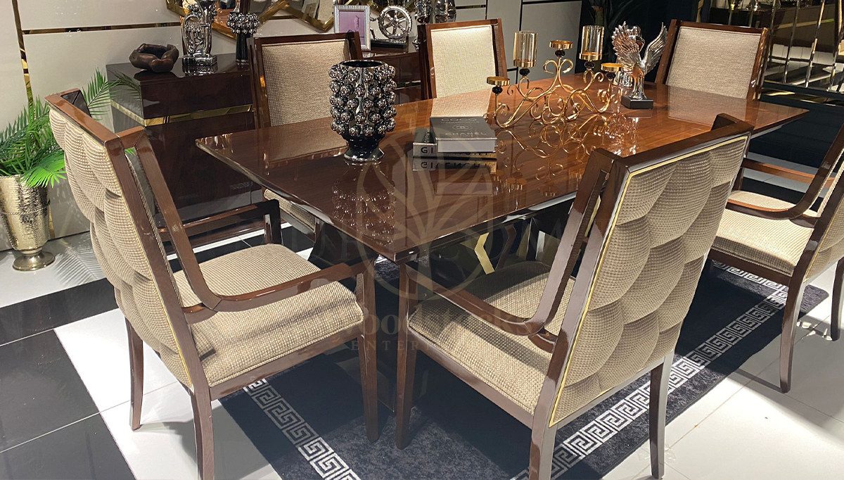 Luxury Elsium Handcrafted Teak Dining Table Set, Saharanpur, view 9