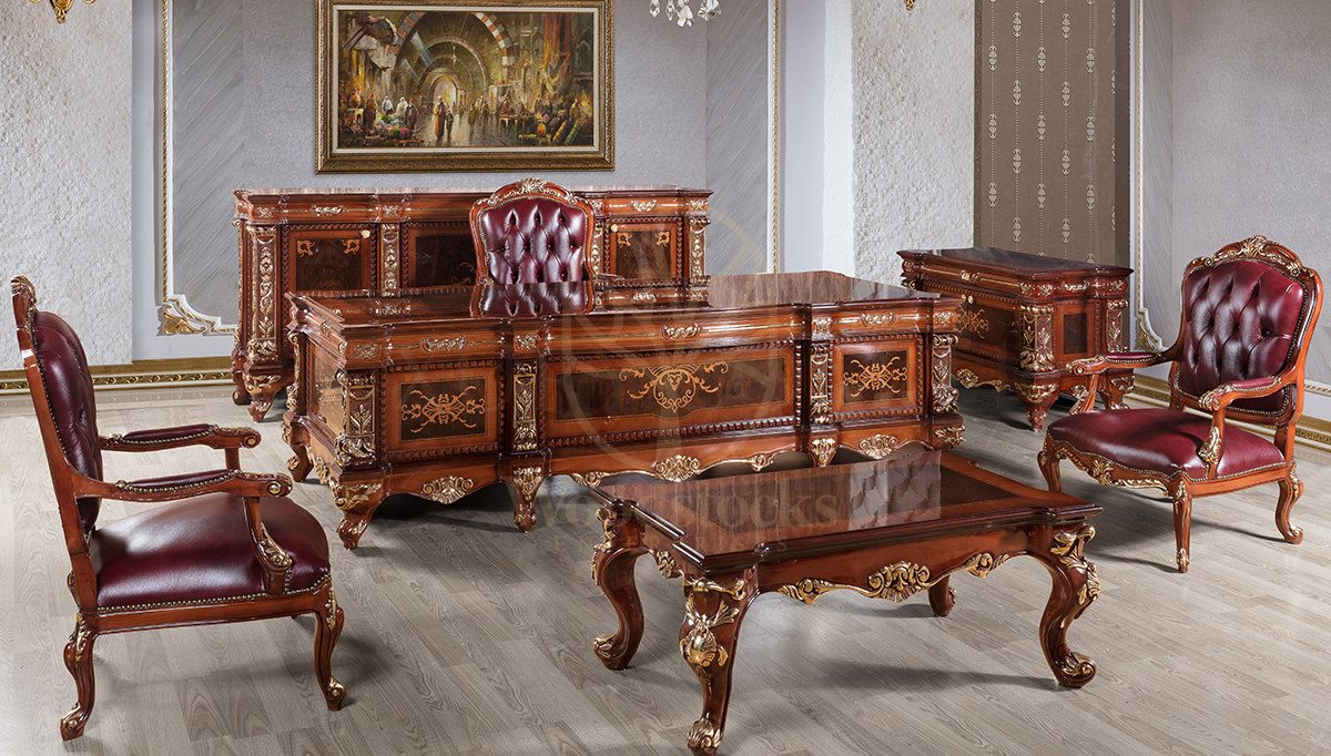 Royal Saray Hand Carved Teak Office Table, Saharanpur, view 2