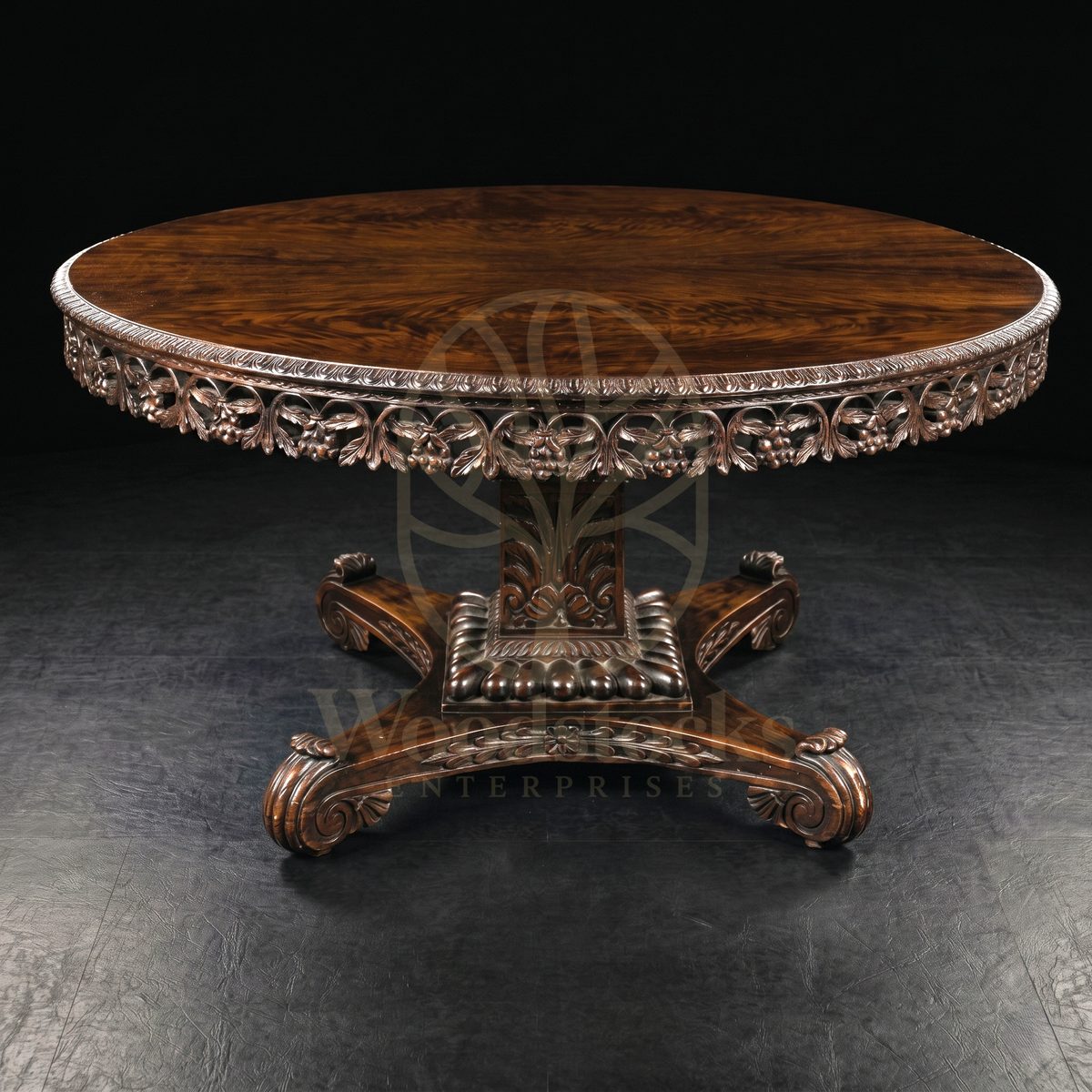 Royal Hand Carved Teak Marlborough Regency Pedestal Dining Suite, Saharanpur, view 3