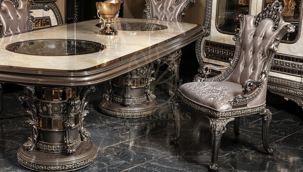 Royal Mucevher Hand Carved Teak Dining Table Set, Saharanpur, view 2