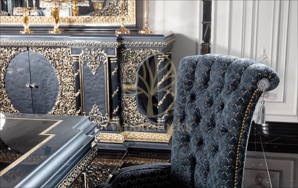 Teak Palace Blue and Silver Dining Set, view 6