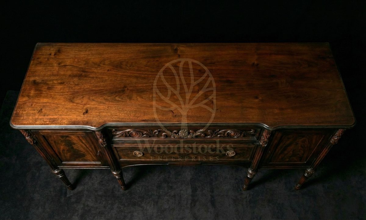 Hand Carved Teak Somerset Acanthus-Rosette Banquet Console, Saharanpur, view 5