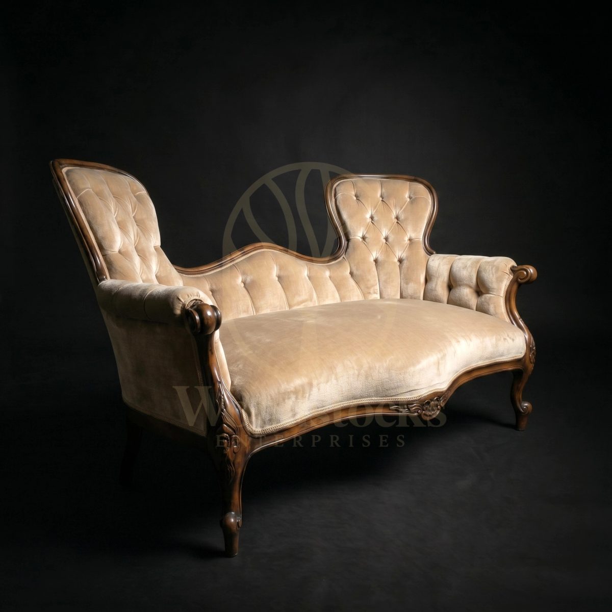Royal Hand Carved Teak Victorian Rococo Revival Double-Back Settee, Saharanpur, view 2