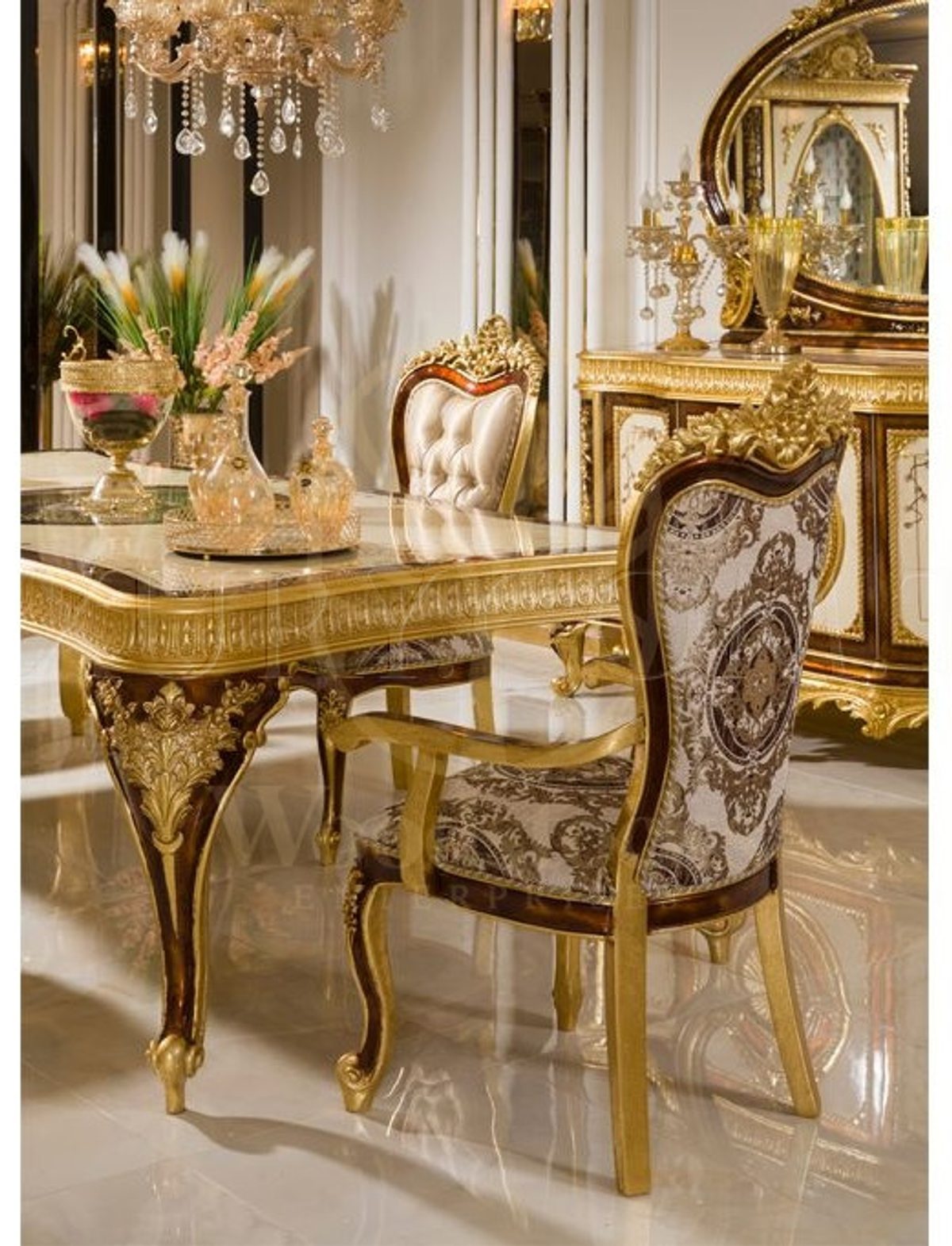 Royal Kafkas Hand Carved Teak Dining Table Set, Saharanpur, view 9