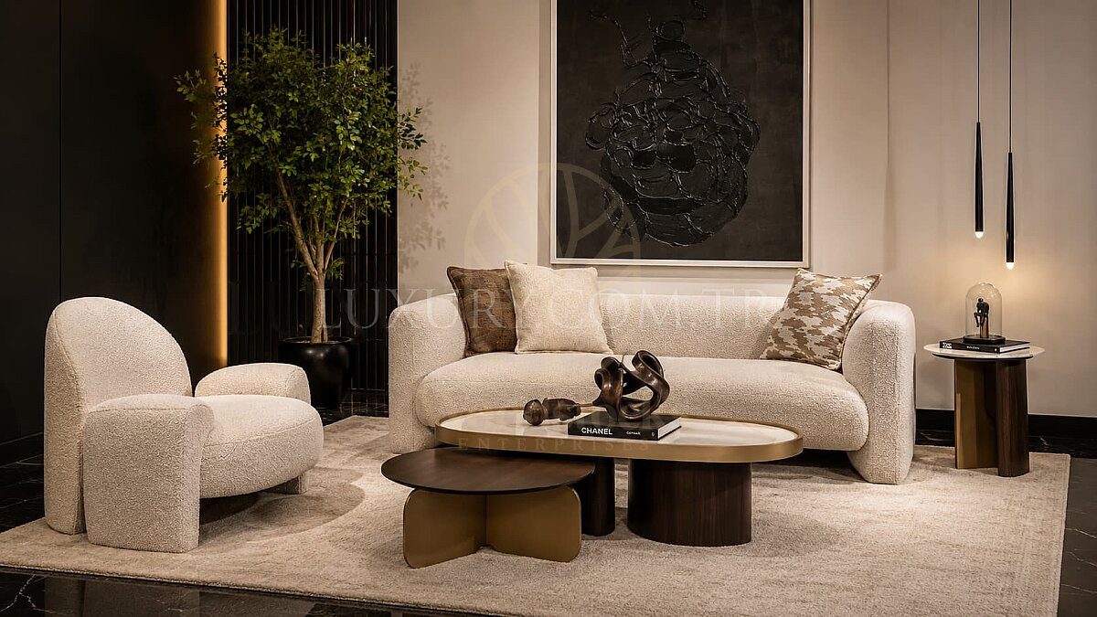 Luxury Niva Beige Brown Handcrafted Teak Sofa Set, Saharanpur, Sofa Set