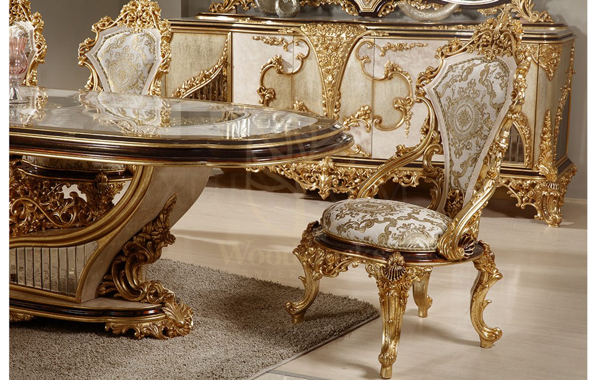 Royal Mercan Hand Carved Teak Dining Table Set II, Saharanpur, view 9