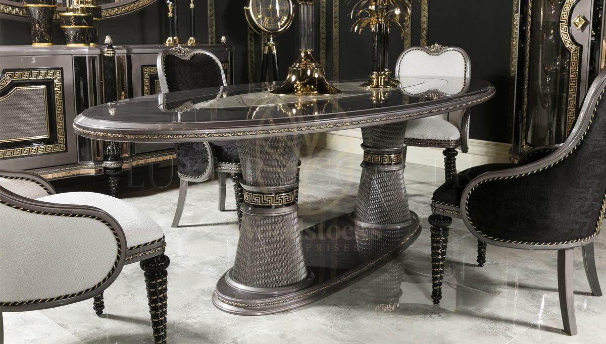 Royal Venice Hand Carved Teak Dining Table Set, Saharanpur, view 3