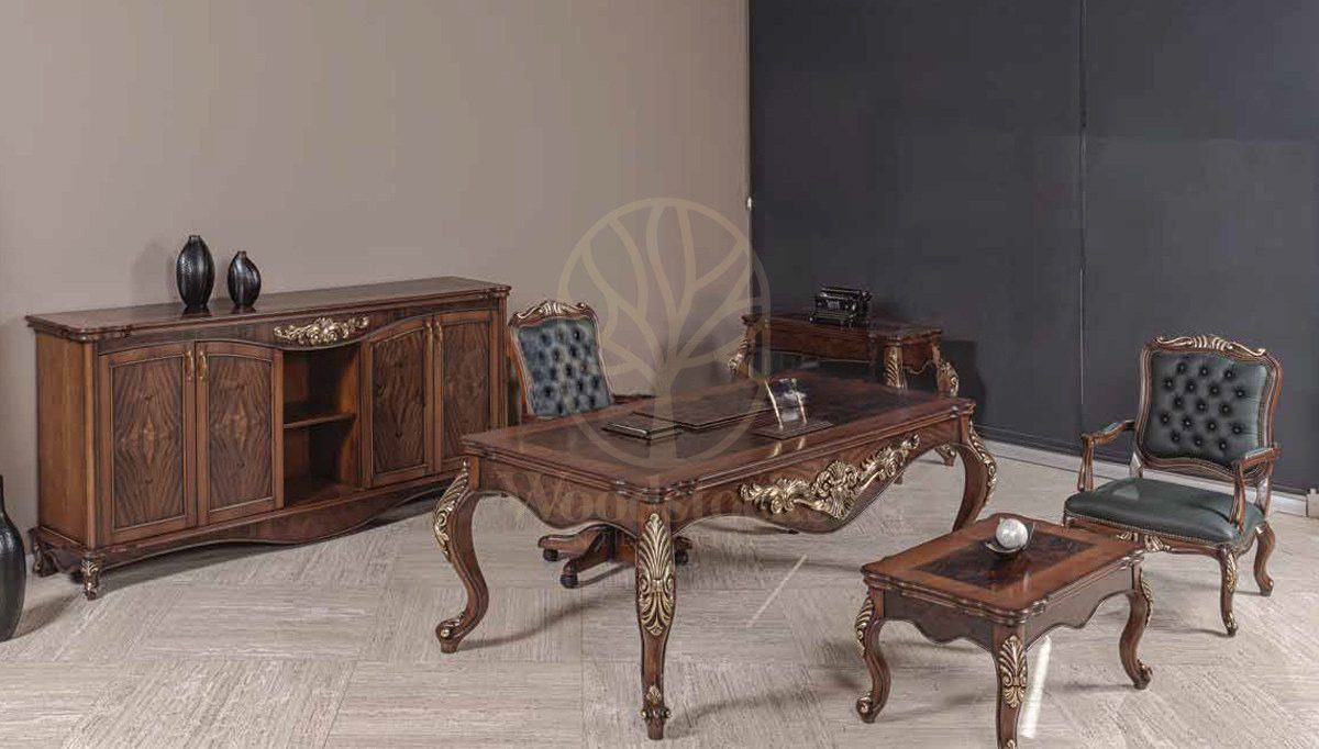 Royal Lacin Hand Carved Teak Office Table, Saharanpur, view 3