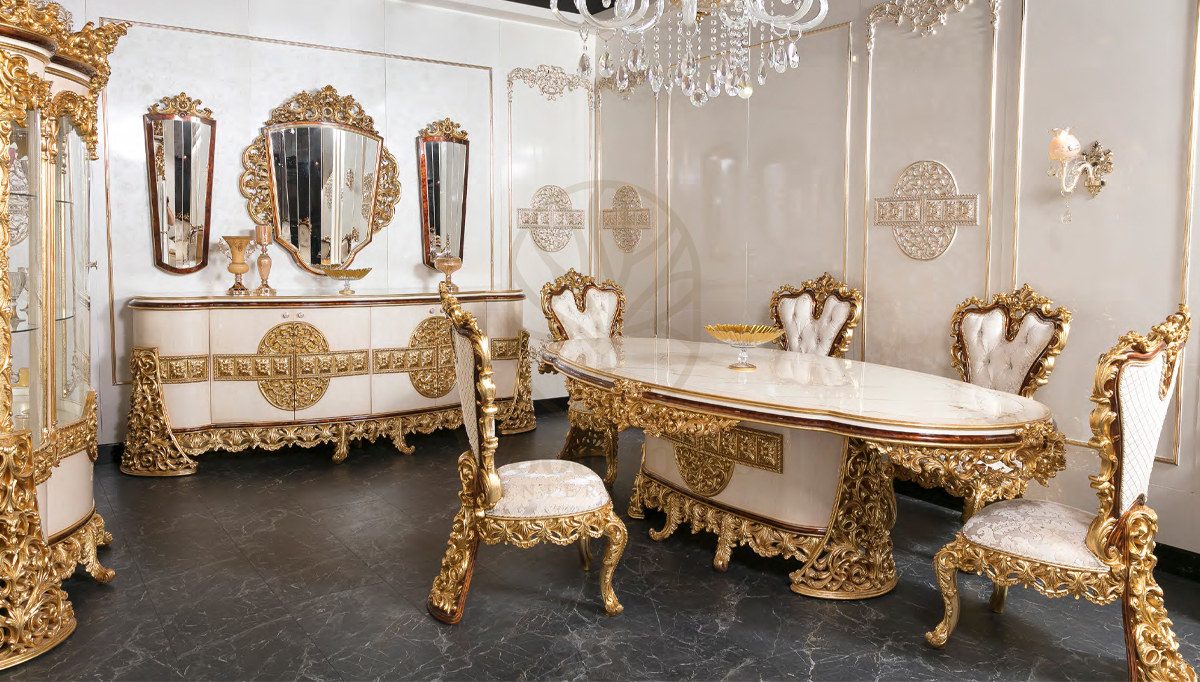 Royal Maskat Hand Carved Teak Dining Table Set II, Saharanpur, Dining Table