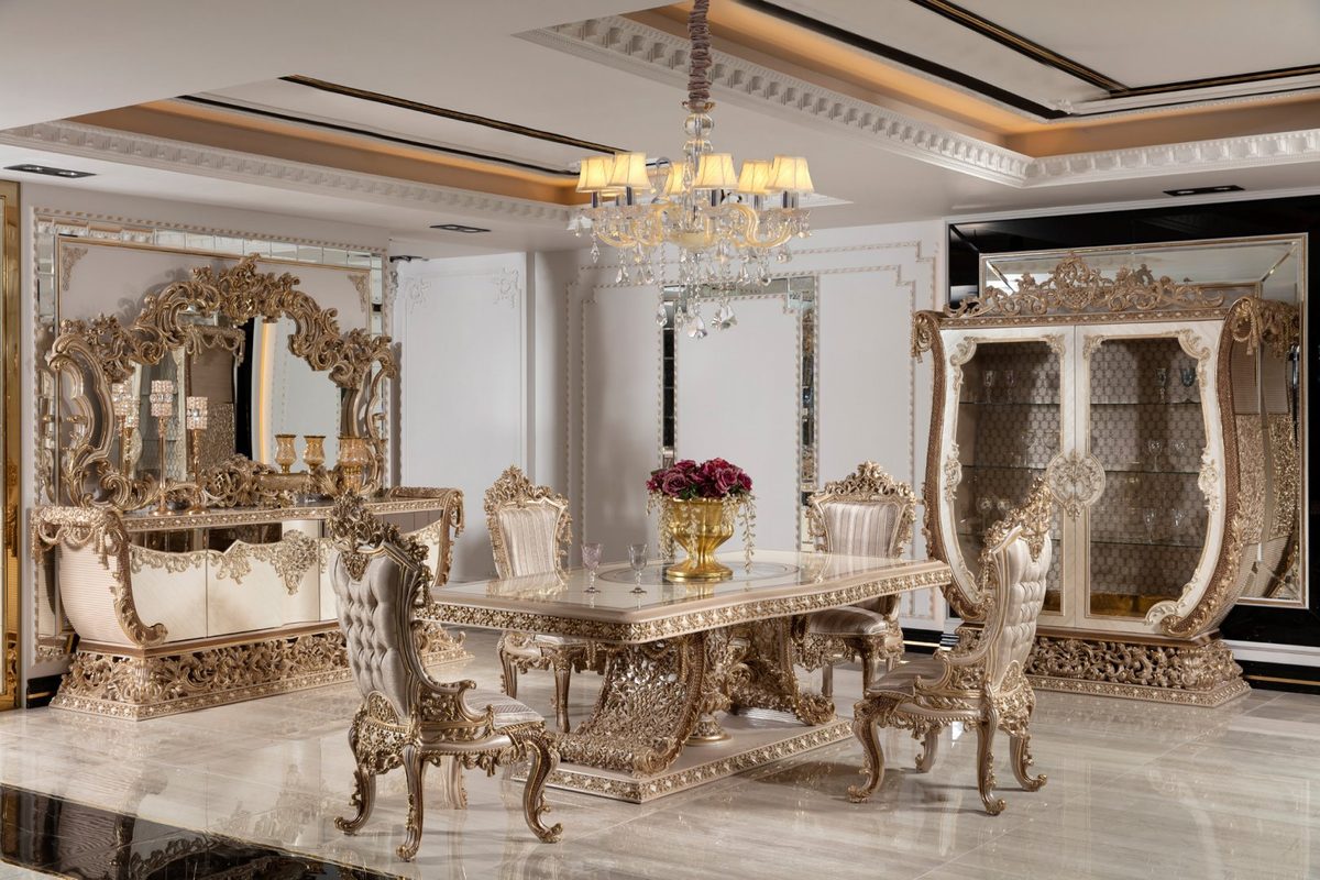 Teak Sovereign Light Brown and Gold Dining Set, Dining Table