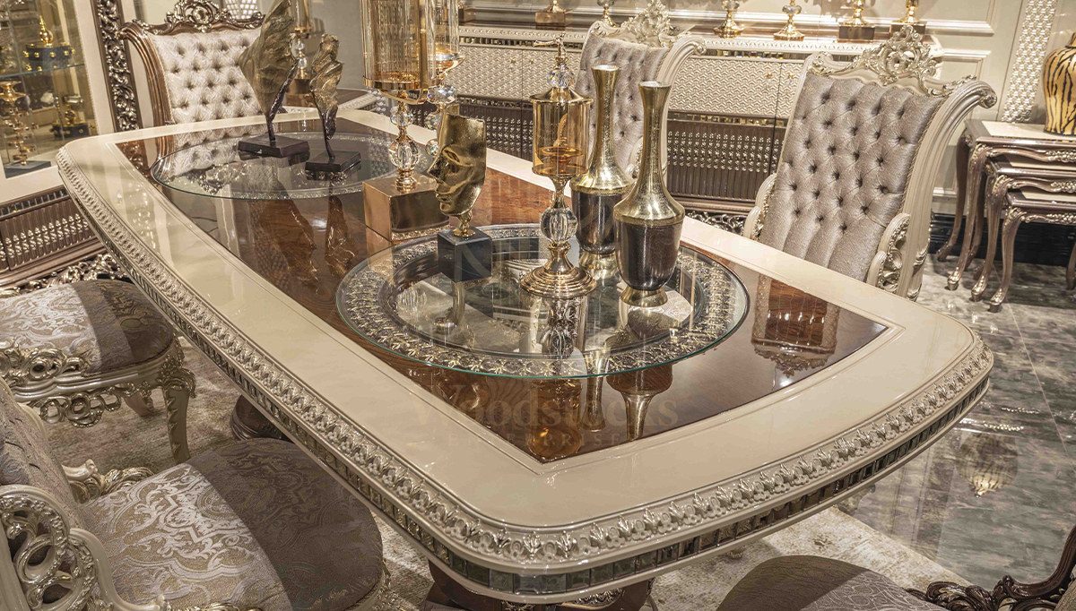 Royal Vita Hand Carved Teak Dining Table Set, Saharanpur, view 4