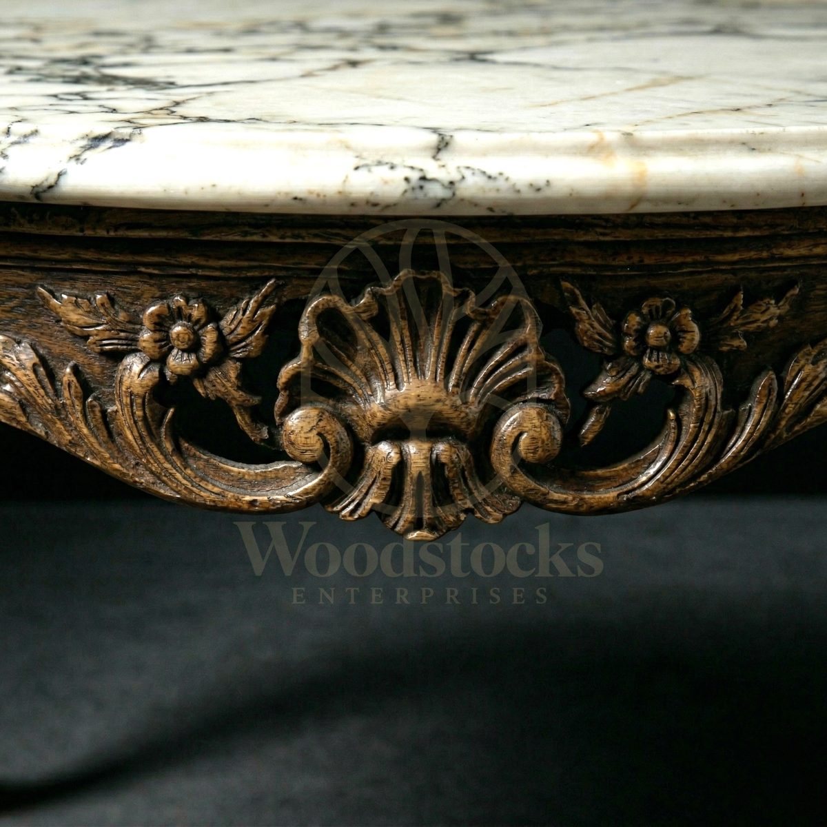 Royal Hand Carved Teak French Court Louis XV Marble Salon Table, Saharanpur, view 5
