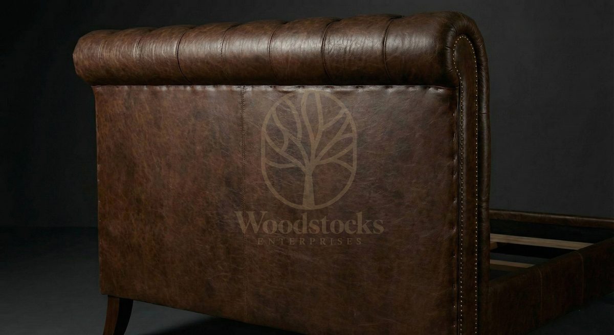 Luxury Teak Winston Chesterfield Leather Bed, Saharanpur, view 6