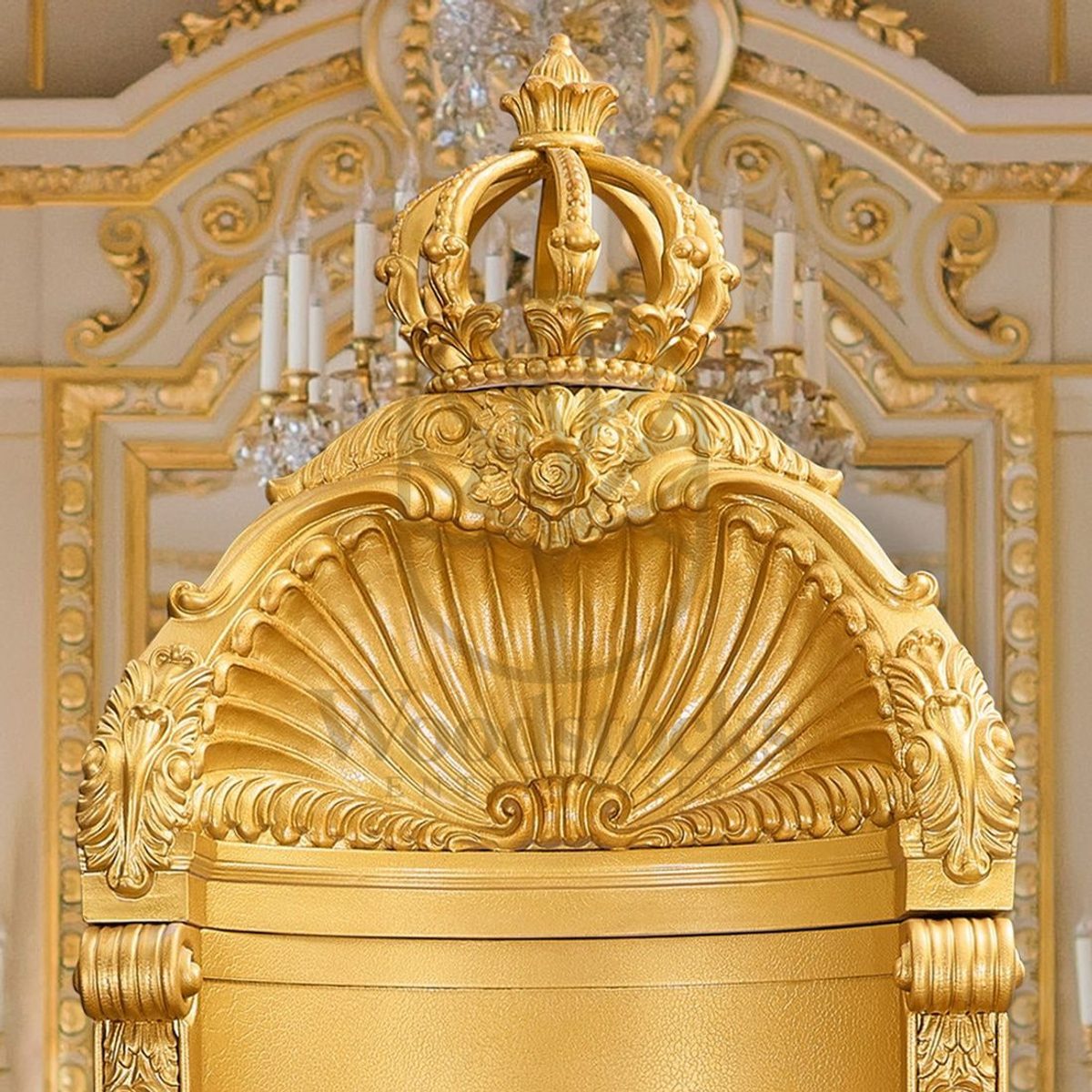 Teak Baroque Antique Gold Maharaja Chair, view 3