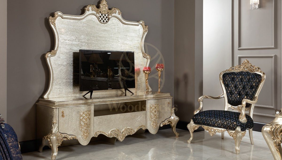 Royal Beyzade Hand Carved Teak TV Cabinet, Saharanpur, view 3