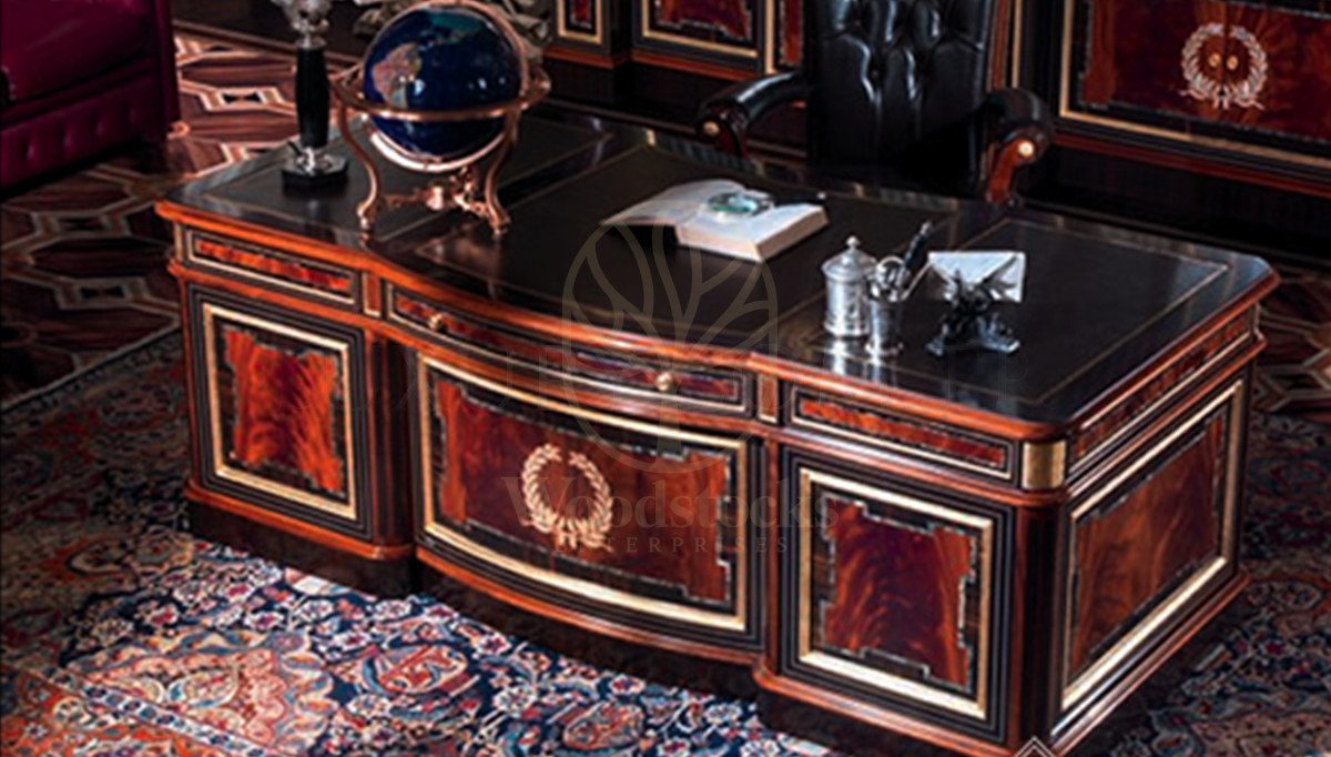 Royal Ahesta Bronze Hand Carved Teak Office Table, Saharanpur, view 10