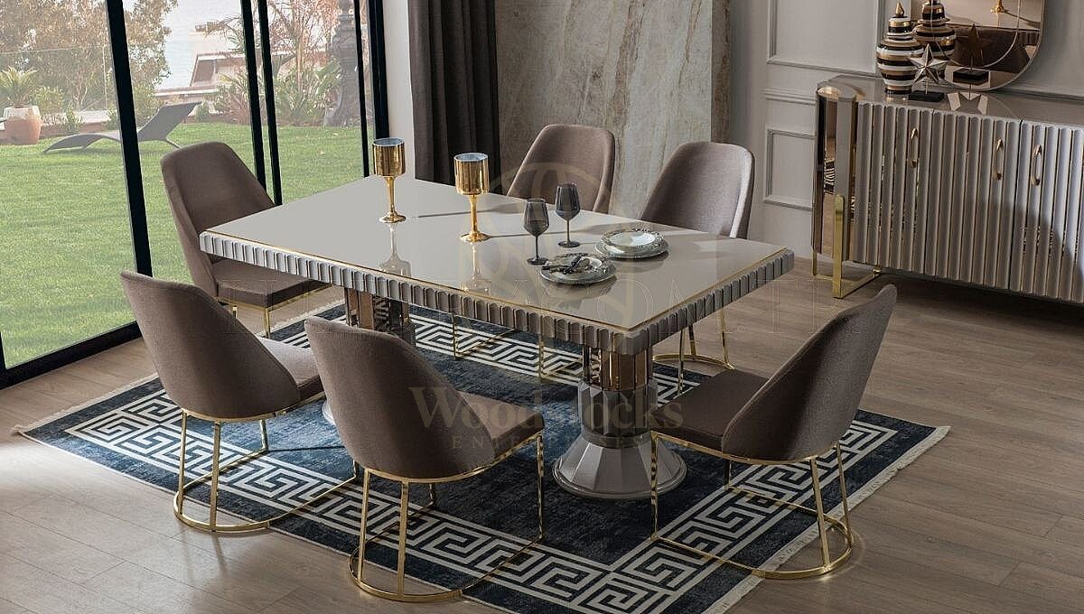 Royal Dikey Hand Carved Teak Dining Table Set, Saharanpur, Dining Table