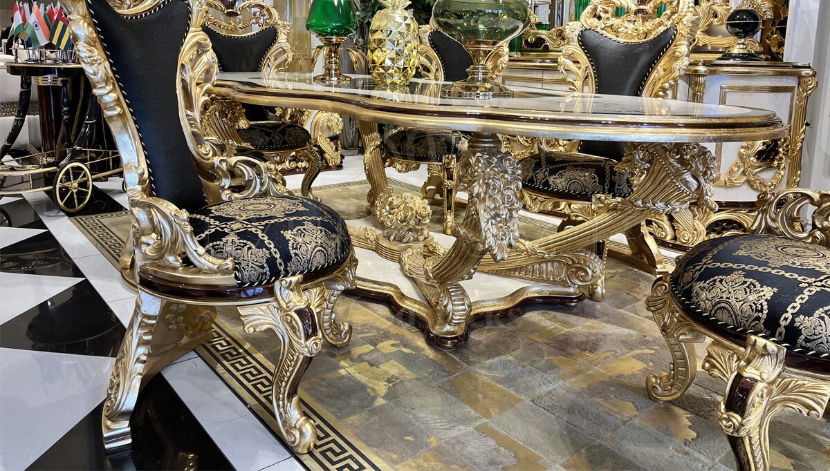 Royal Kral Hand Carved Teak Dining Table Set, Saharanpur, view 4