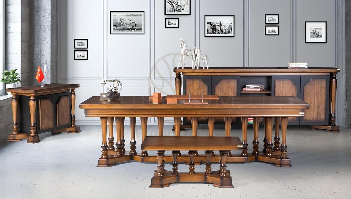 Royal Selbit Hand Carved Teak Office Table, Saharanpur, view 2