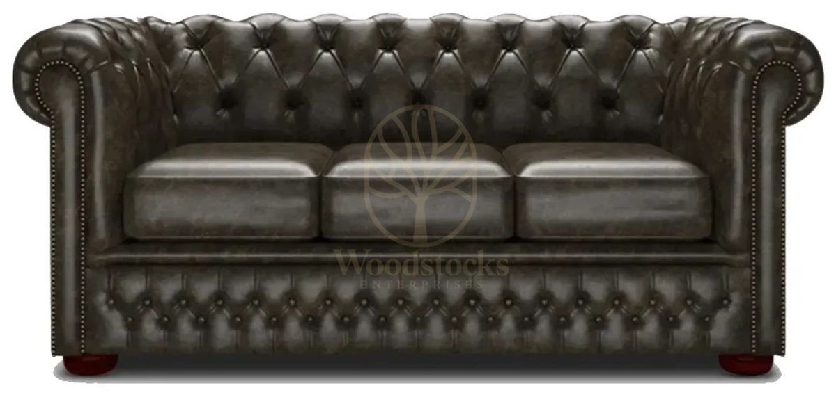 Royal Three Chesterfield Leather Hand Carved Teak Sofa Set, Saharanpur, view 2