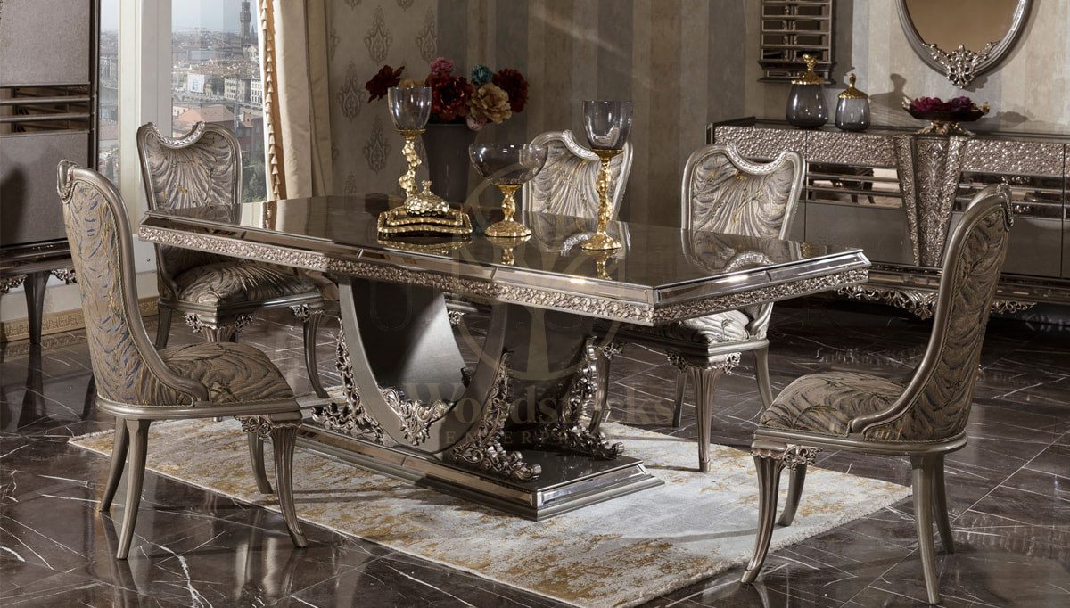 Royal Karelya Hand Carved Teak Dining Table Set, Saharanpur, view 2
