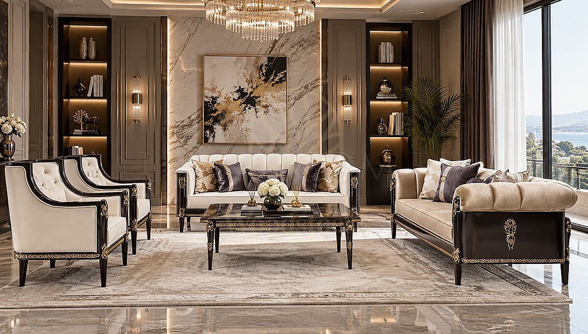 Luxury Delmira Handcrafted Teak Sofa Set, Saharanpur, Sofa Set