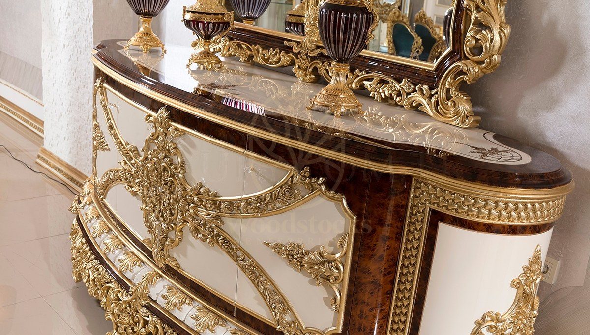 Royal Hunkar Hand Carved Teak Dining Table Set II, Saharanpur, view 3