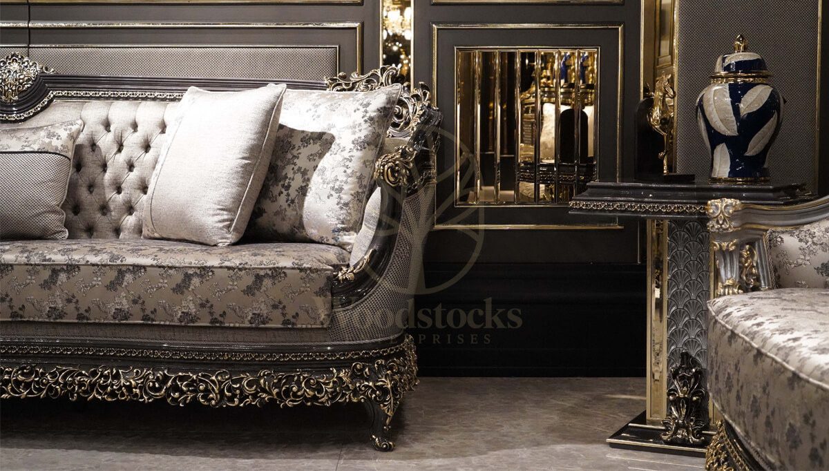 Royal Bergama Chesterfield Hand Carved Teak Sofa Set, Saharanpur, view 5
