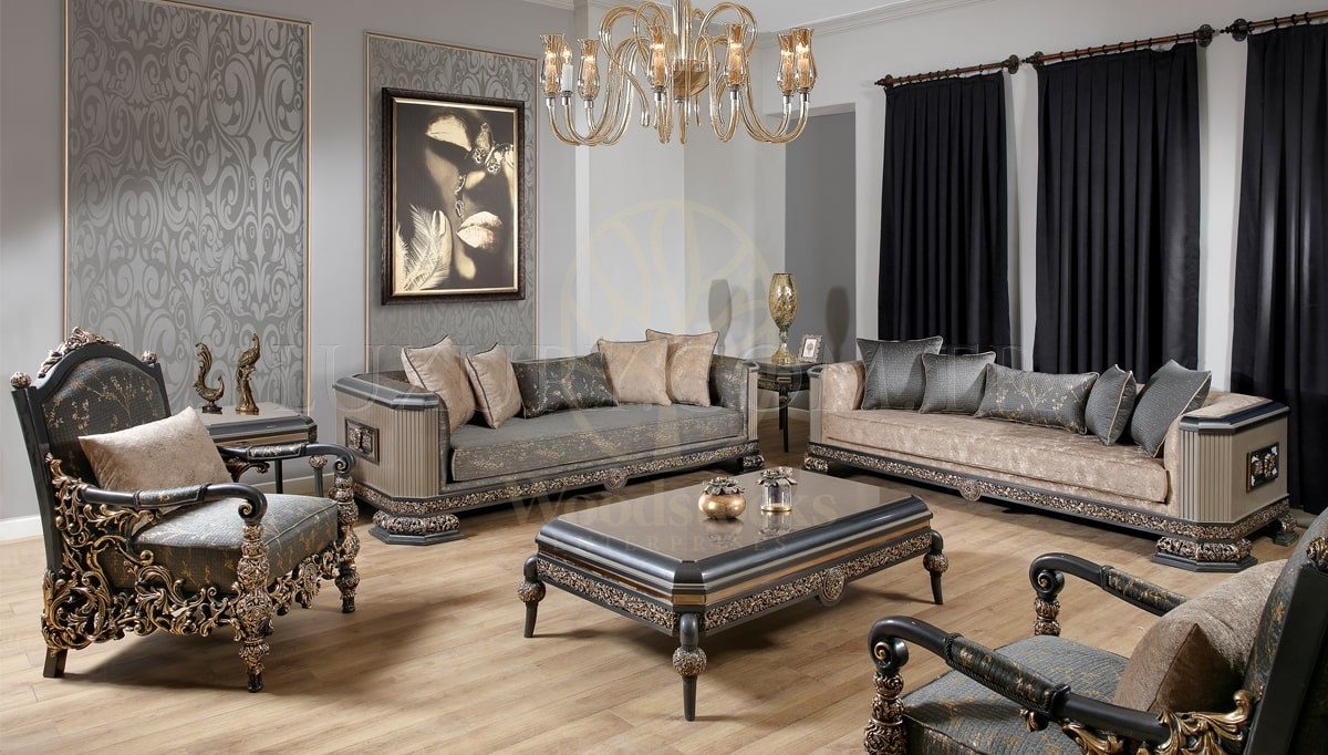 Royal Levis Hand Carved Teak Sofa Set, Saharanpur, Sofa Set