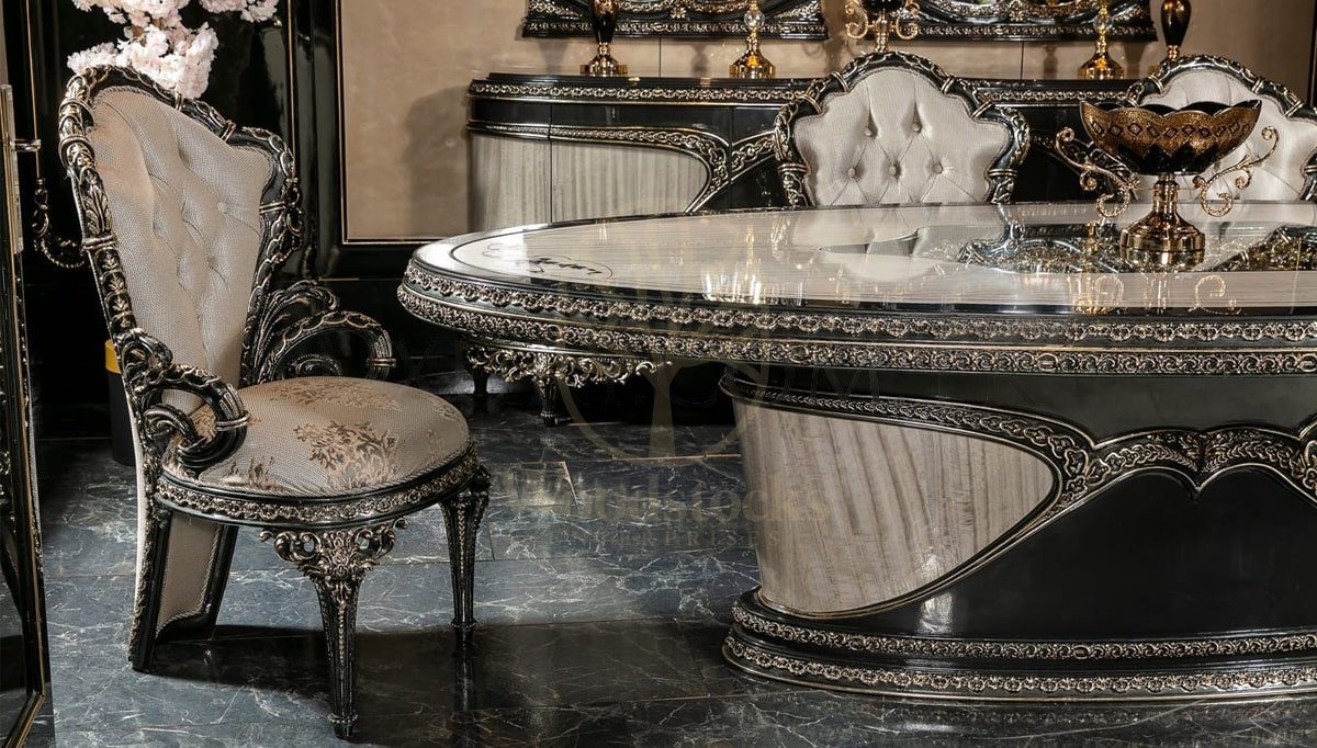 Royal Hazine Hand Carved Teak Dining Table Set, Saharanpur, view 4
