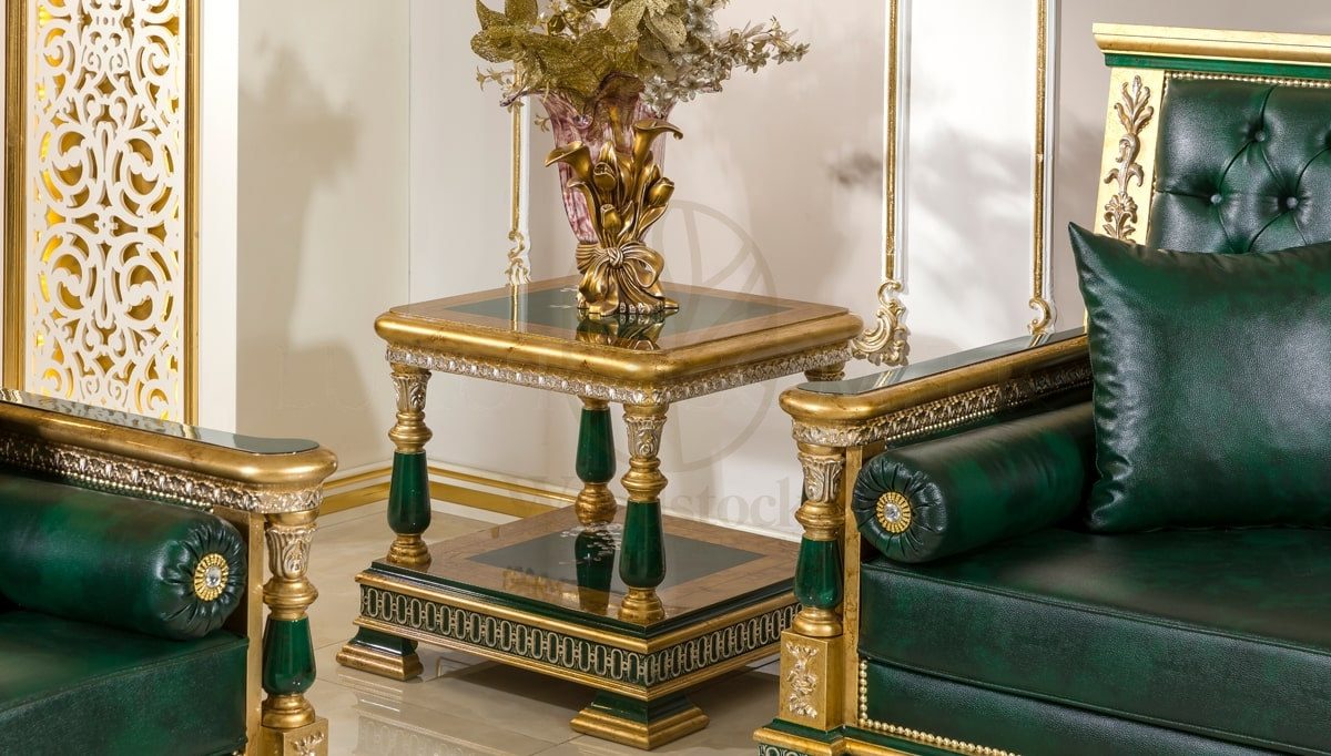 Royal Saheste Green Hand Carved Teak Sofa Set, Saharanpur, view 4
