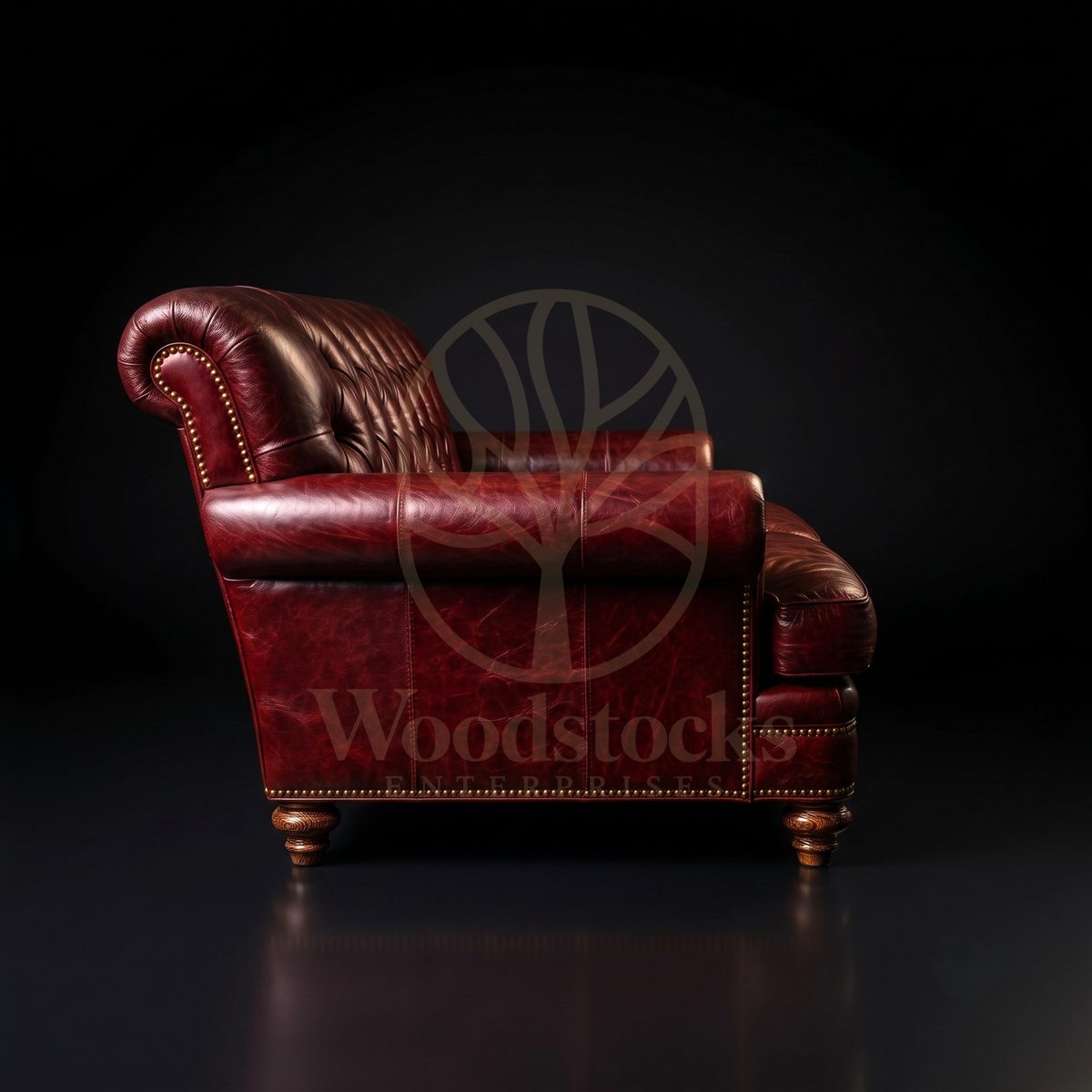 Luxury Teak Lincoln's Inn Chambers Oxblood Leather Loveseat, Saharanpur, view 3