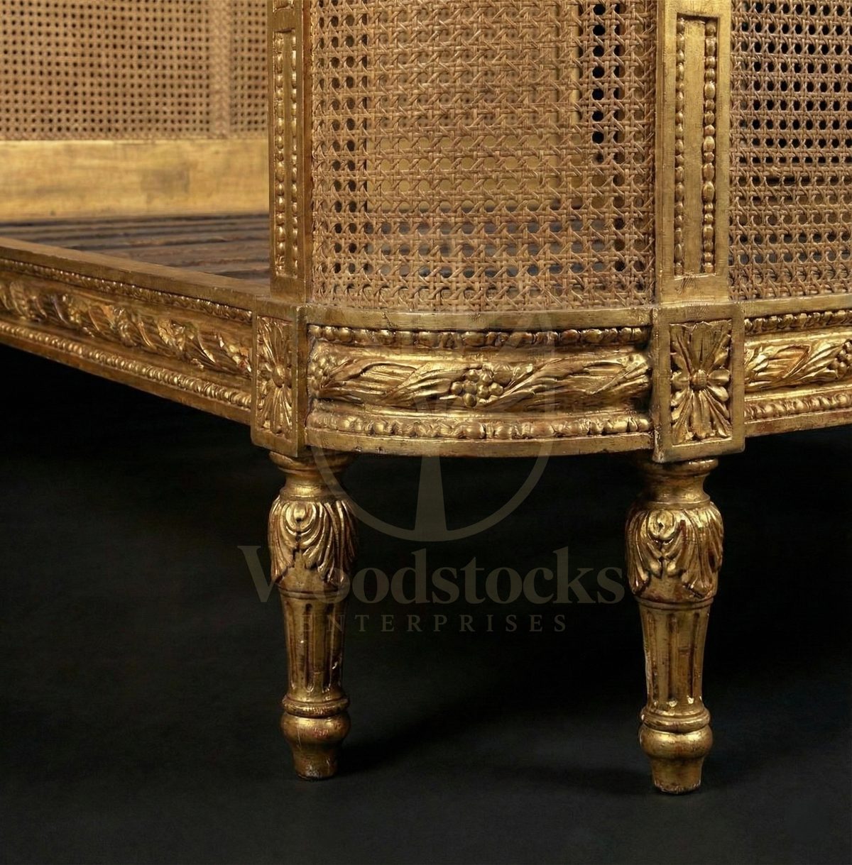 Royal Hand Carved Teak Gilded Parisian Salon Bed, Saharanpur, view 3