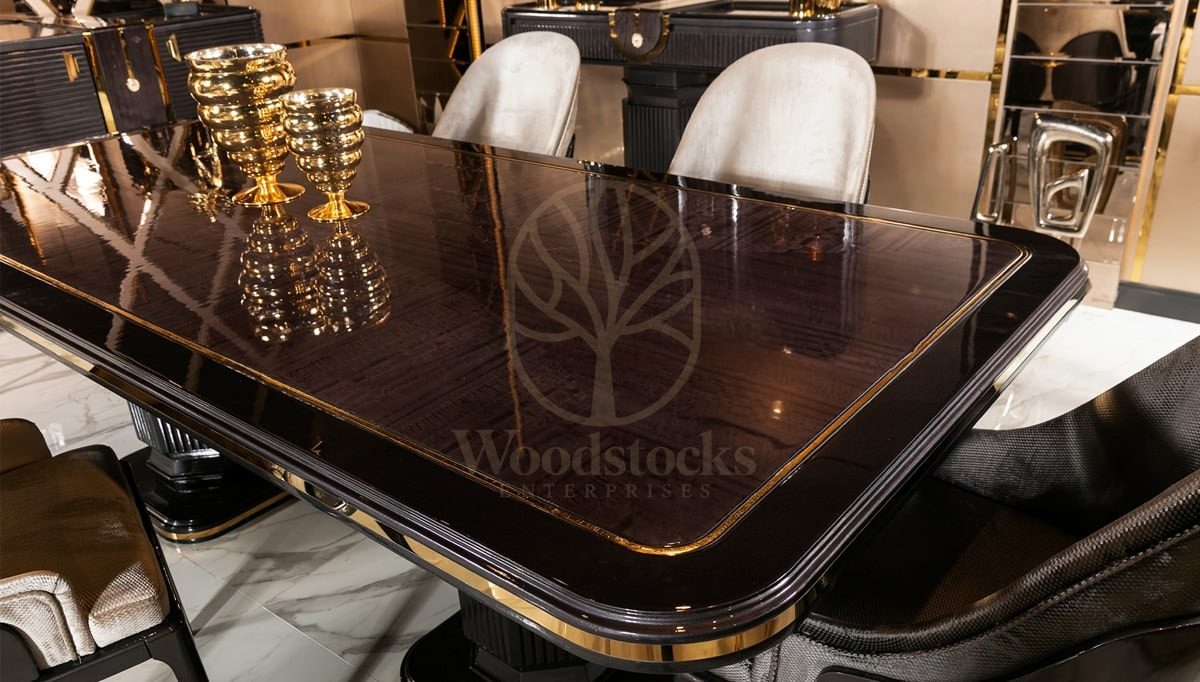 Luxury Neoma Handcrafted Teak Dining Table Set, Saharanpur, view 4
