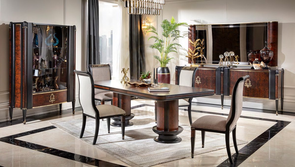 Royal Aldera Hand Carved Teak Dining Table Set, Saharanpur, Dining Table