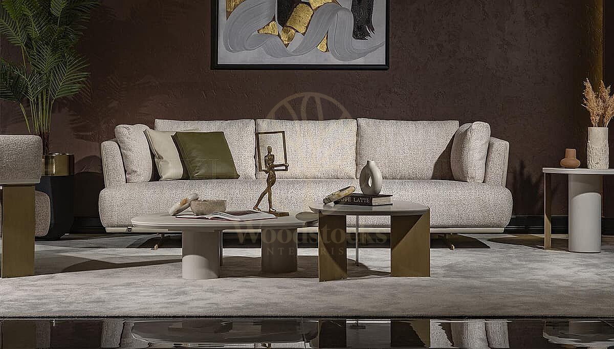 Luxury Velante Beige Handcrafted Teak Sofa Set, Saharanpur, view 3
