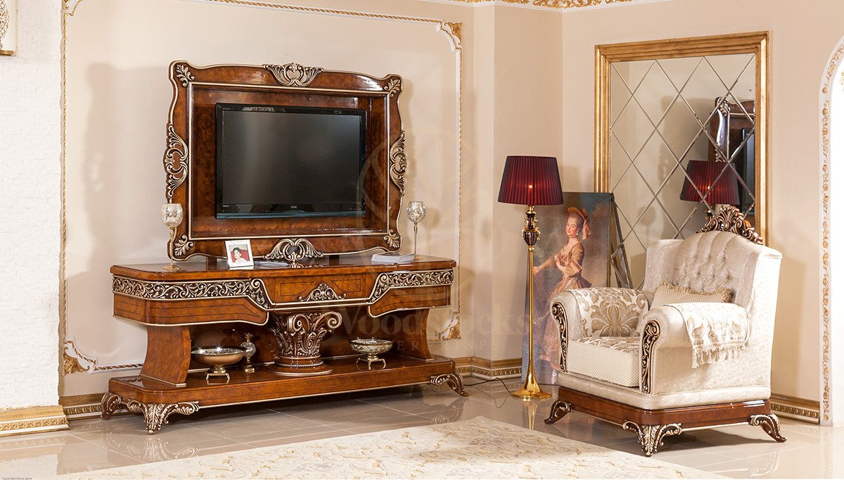 Royal Safir Hand Carved Teak TV Cabinet, Saharanpur, view 5