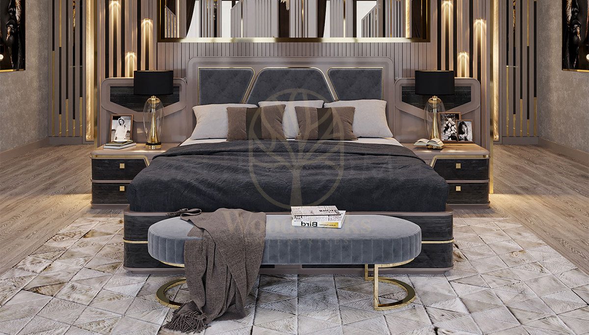 Luxury Mazzena Handcrafted Teak King Size Bed, Saharanpur, King Size Bed