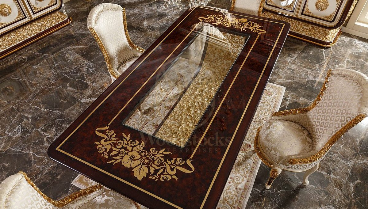 Royal Oxford Hand Carved Teak Dining Table Set II, Saharanpur, view 8