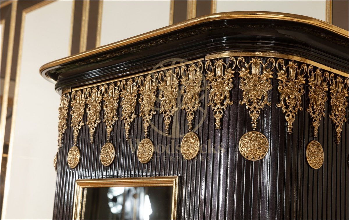 Teak Embroidered Black and Gold Dining Set, alternate view