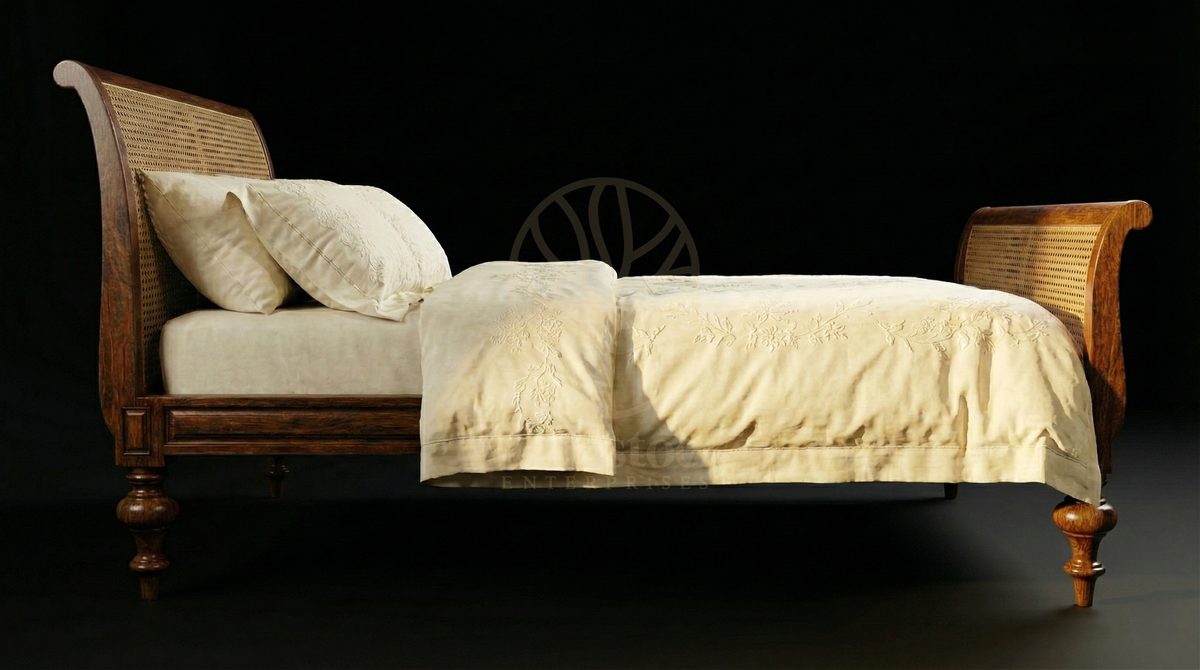 Royal Teak Arles Provincial Cane-Back Bed, Saharanpur, view 6