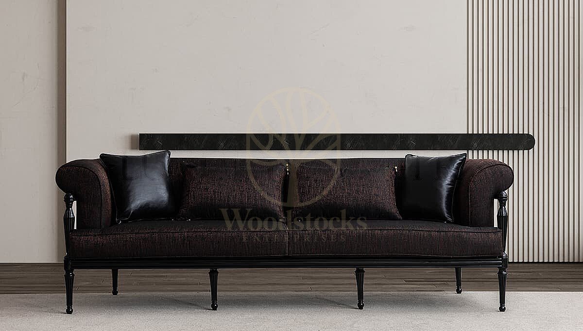 Luxury Asus Leather Handcrafted Teak Sofa Set, Saharanpur, view 4
