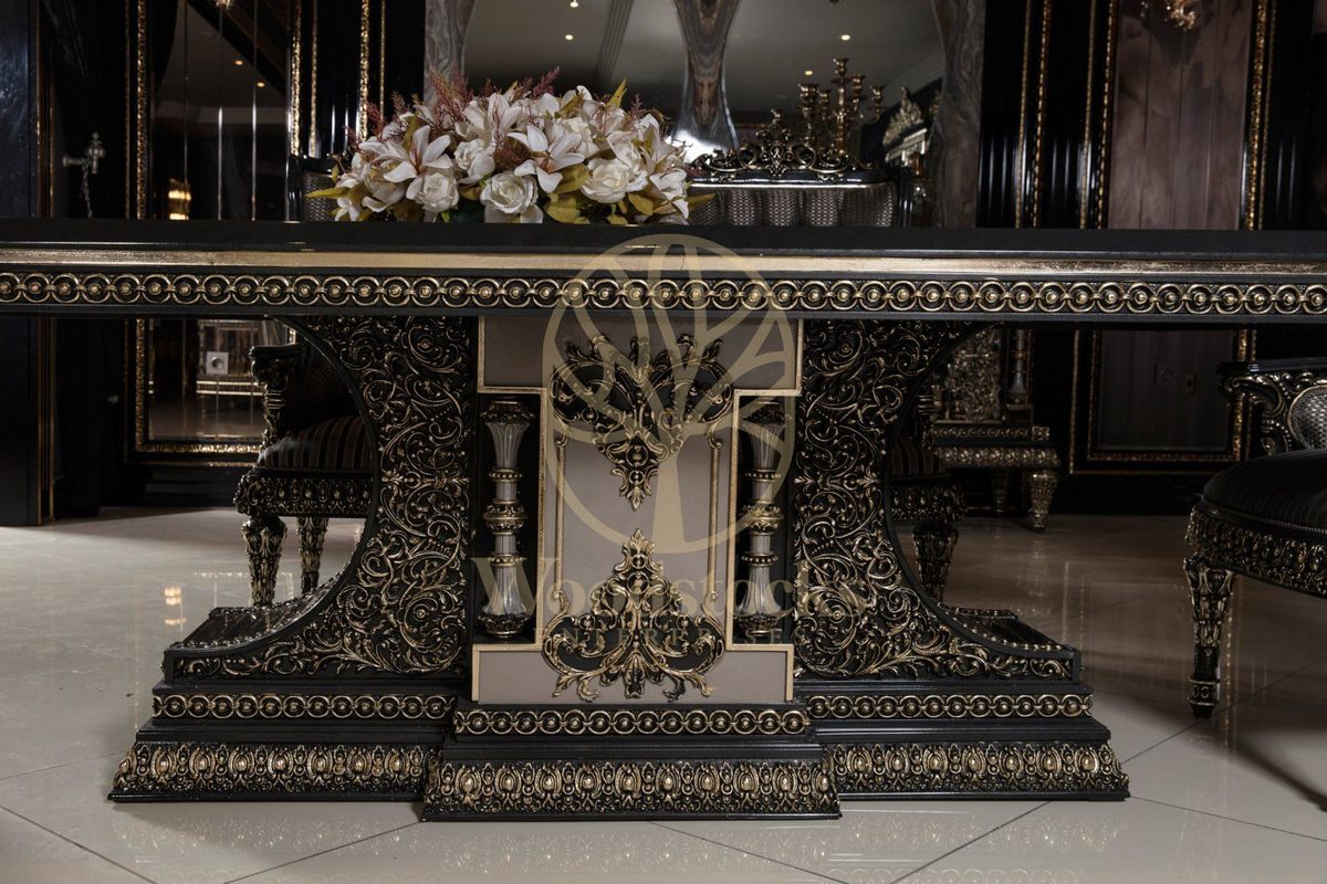 Teak Ornate Charcoal and Silver Dining Set, view 16