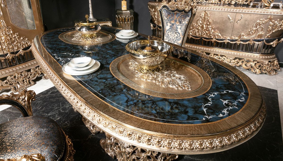 Royal Bilbao Hand Carved Teak Dining Table Set II, Saharanpur, view 7