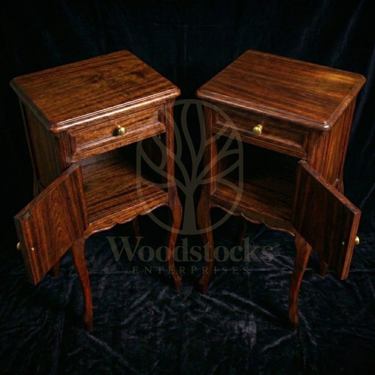Royal Teak Normandy Louis XV Bedside Pair, Saharanpur, view 5