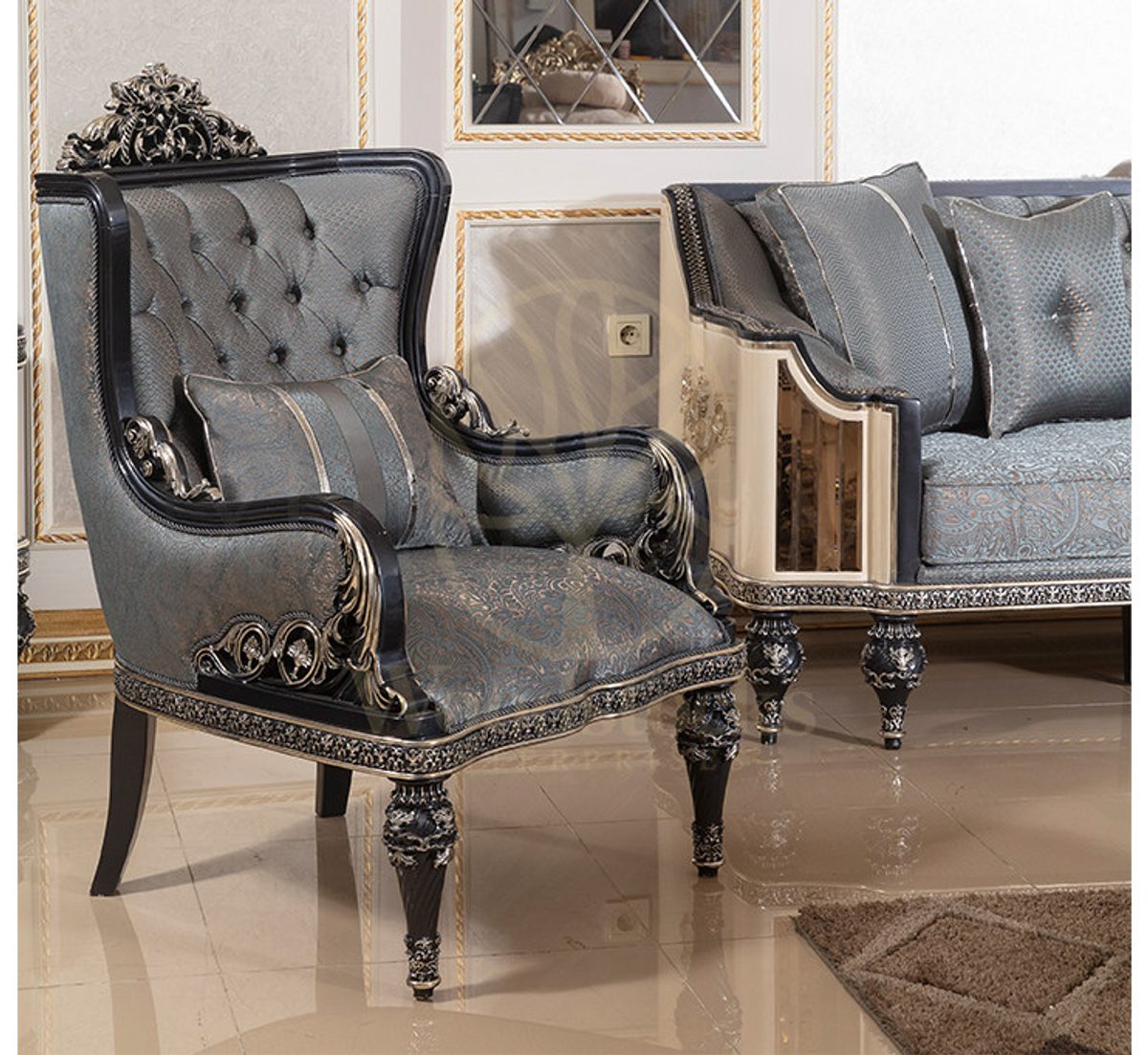 Royal Vanesa Hand Carved Teak Sofa Set II, Saharanpur, view 6