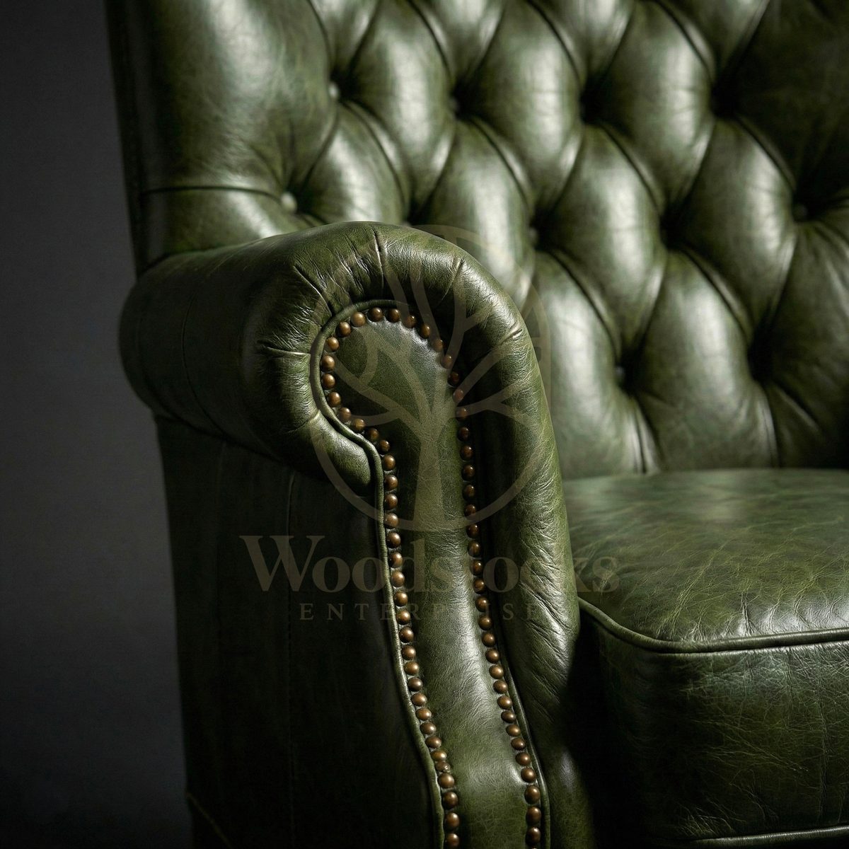 Luxury Teak Diplomat’s Wingback Leather Chair, Saharanpur, view 3