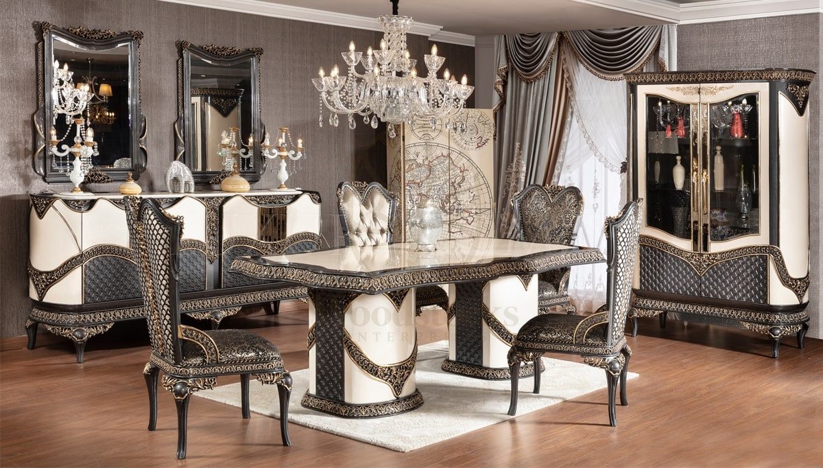 Royal Resso Hand Carved Teak Dining Table Set, Saharanpur, Dining Table