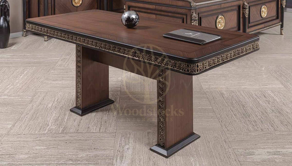 Royal Narvik Hand Carved Teak Office Table, Saharanpur, view 5