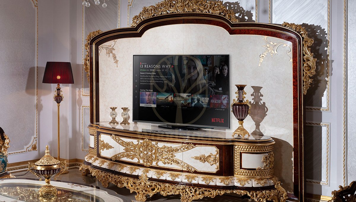 Royal Hunkar Hand Carved Teak TV Cabinet, Saharanpur, view 4